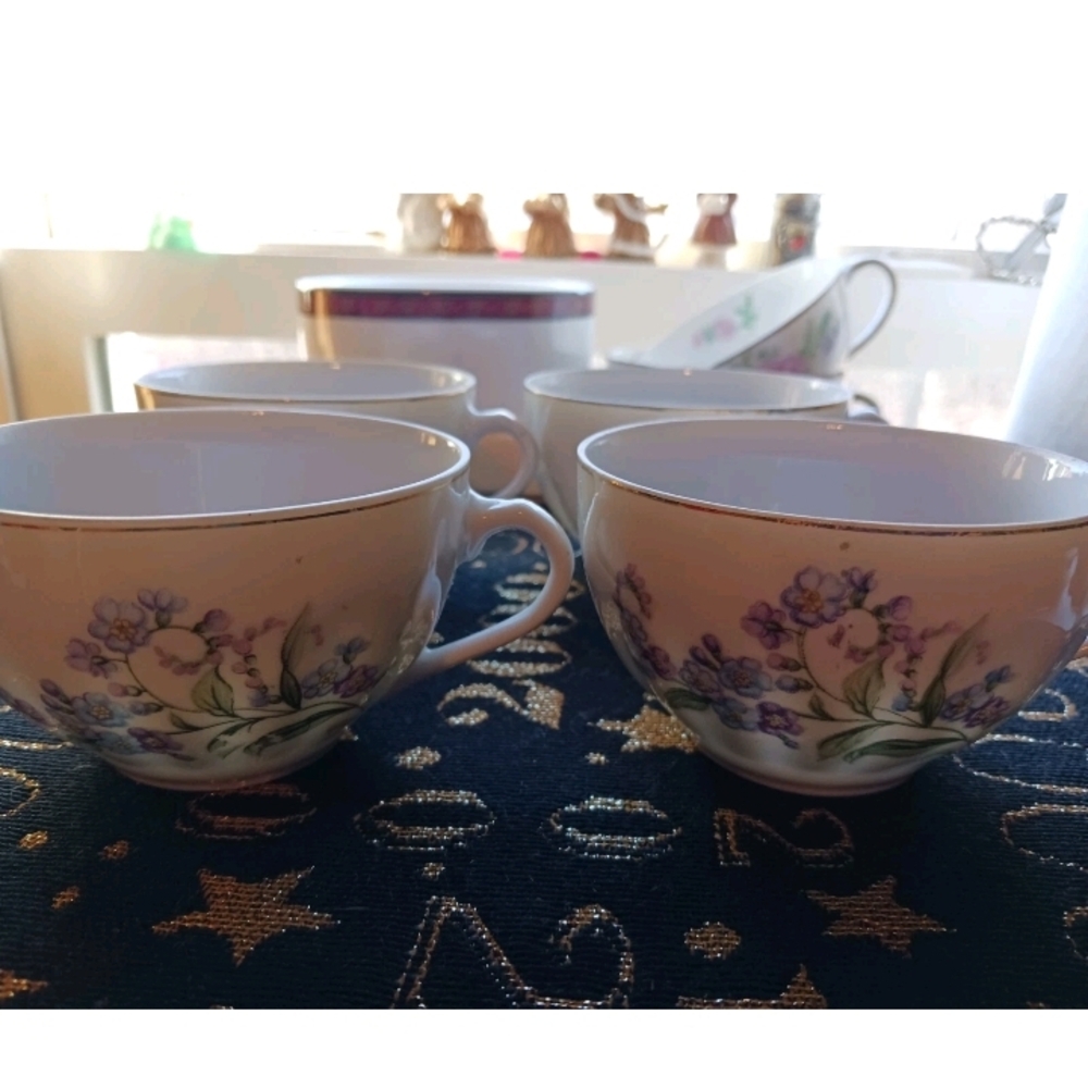 Vintage Nippon Yoko Boeki Co Japan Porcelain Teacups 4 Pc